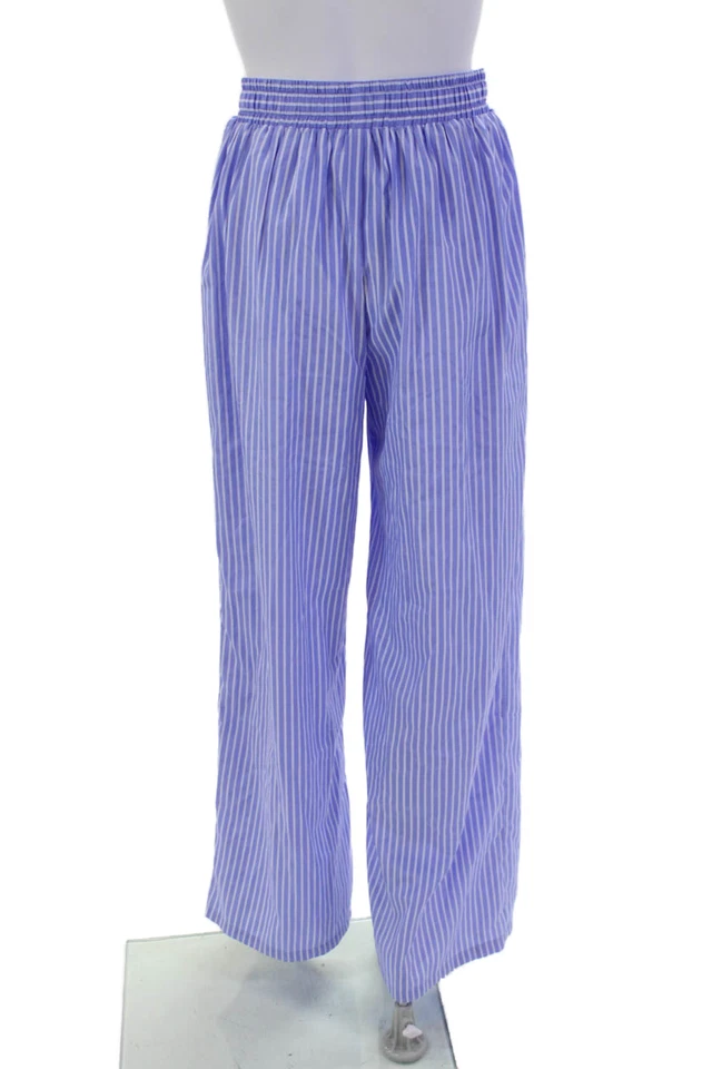 Commense Womens High Rise Vertical Striped Straight Leg Pants Blue Size Small - Image 3 of 4