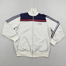 Vintage Adidas Jacket Mens Medium Black Gray Track Coat Full Zip Up Soccer 80s