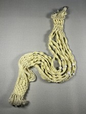 Vintage 1970s Macram  Plant Hanger Boho Yellow Rope with Wood Beads 62"
