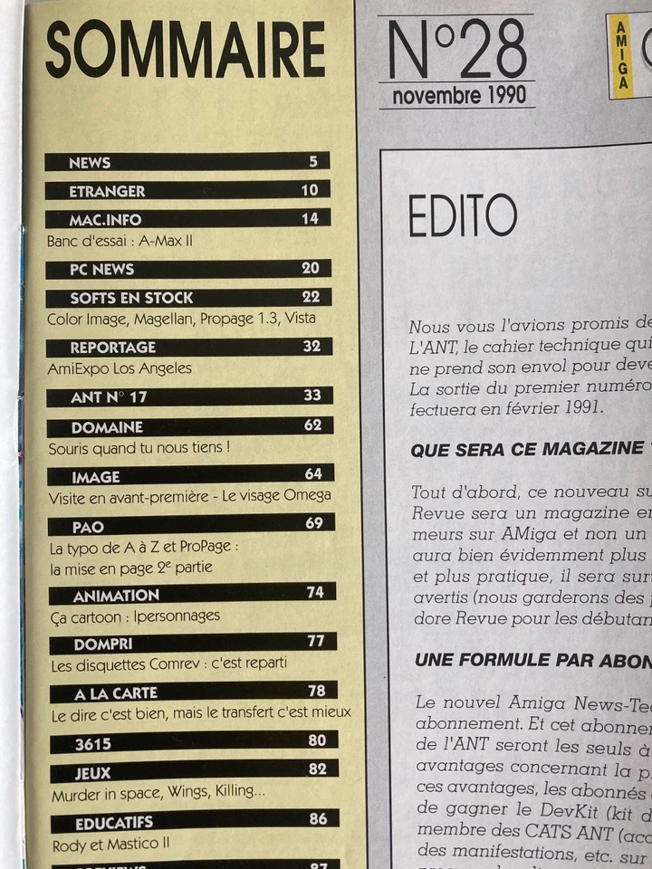 revue informatique vintage AMIGA COMMODORE N°28 (Nov 90) - Photo 2/2