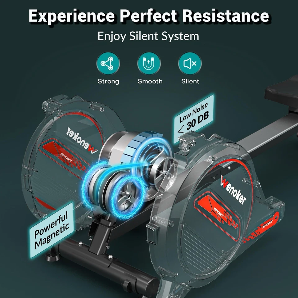 Máquina de Remo Magnética 350 LB Capacidad de Peso - Máquina de Remo para Uso Doméstico con... Foto 2 de 4