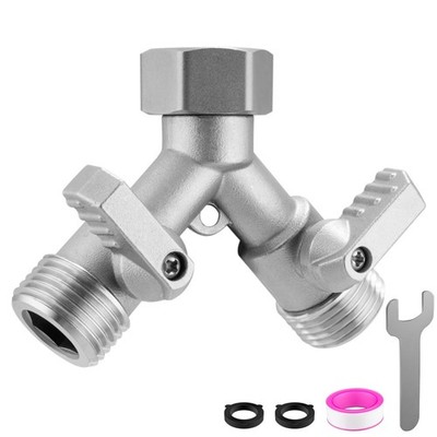 Garden Hose Splitter 2 Way Heavy Duty, 304 Lead-Free Stainless Steel 2Way Hos...