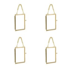 4PCS Glass Frame for Pressed Flowers, 2x3 Inch Brass Hanging Photo Frame Doub...
