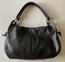 Hobo International Gather Pebbled Leather Handbag Shoulder Bag Purse Black Boho