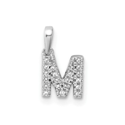 14K Weißgold Diamant Buchstabe M Initiale mit Kaution Anhänger