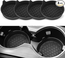 SINGARO Car Cup Holder Coasters Silicone Non-Slip Insert Black 4 Pack Universal
