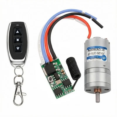 ORELUXTEC JGA25-370 DC Getriebemotor + Drahtloser PWM-Drehzahlregler (6–24V / 3A)