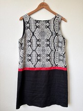 LOFT Ann Taylor Dress Womens 12 Snake Print Shift Black White Sleeveless Linen