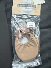 ANGELO LUZIO CANVAS PLEATED HALF SOLE BALLET SLIPPER- JAZZY TAN-SIZE 6