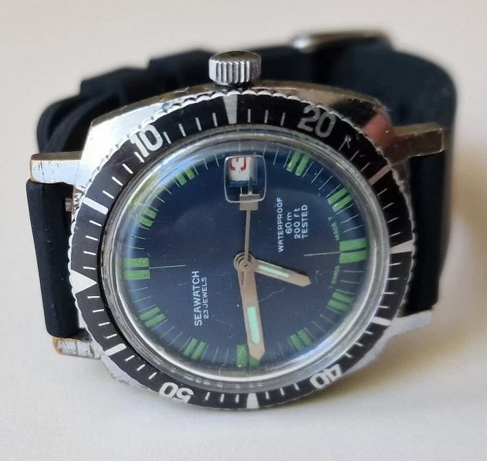 RELOJ MARINO Buzo Vintage Impermeable hasta 60m/200 pies 23J EB 8021/68 Suizo Años 60 Foto 2 de 4