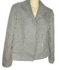 Vintage Harve Benard Black Cream Open Front Blazer L 23"vintage open front