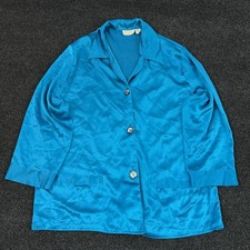 Victoria's Secret Pajama Set Womens L Blue Satin 3/4 Sleeve Button Front Pants