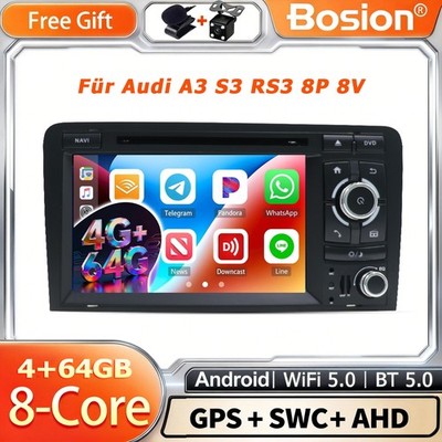 Für Audi A3 S3 RS3 8P 8V Android 16 Autoradio Navi CarPlay DSP AHD RDS BT 4+64GB