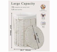 SETVSON Laundry Hamper with Lid Laundry Basket with Lid 19.0 Gal (72 L) Round