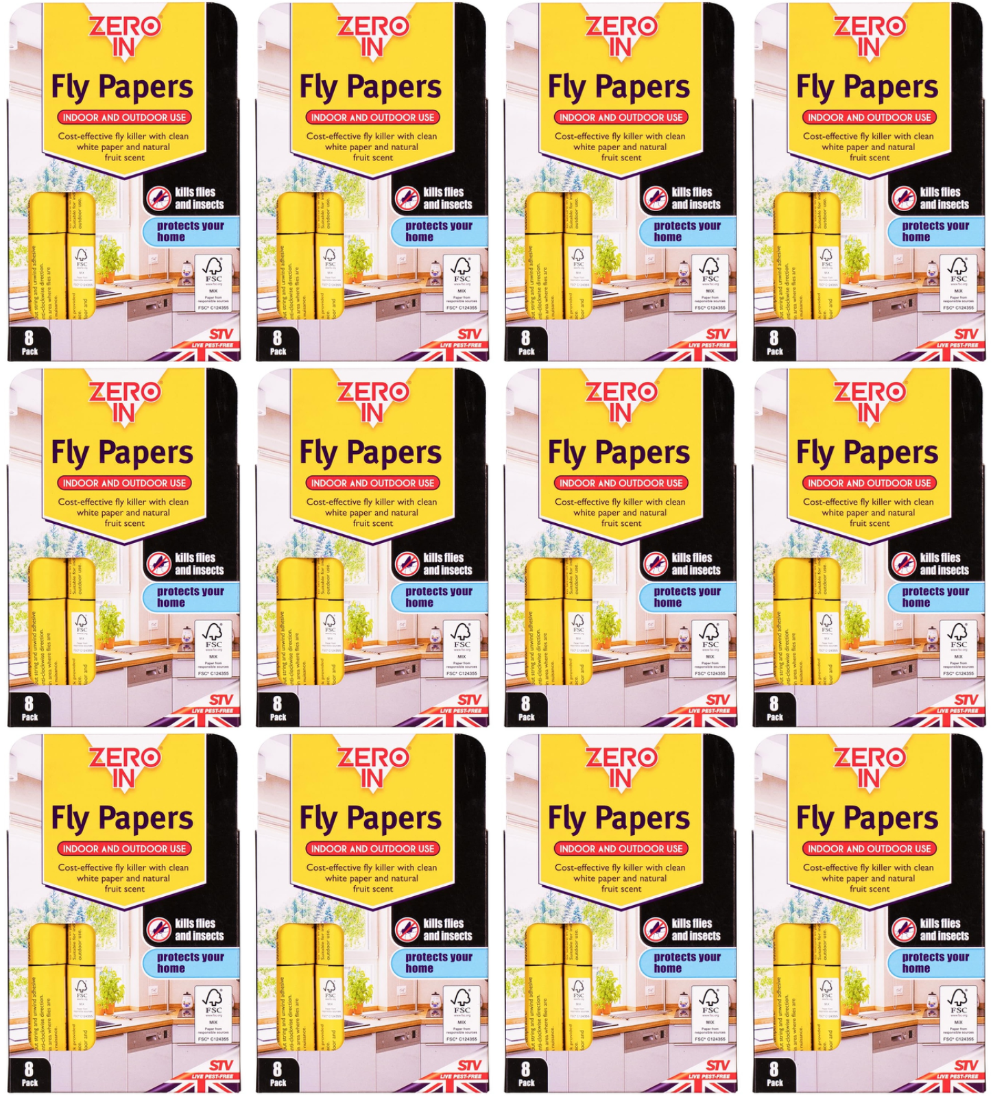 Zero In Fly Papers FSC – 8-Pack – Sticky Natural Trap for Flies and Fruit Flies - Image 13