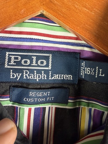 Polo Ralph Lauren Regent mehrfarbig gestreiftes Langarmhemd Vintage Herren Large - Bild 4 von 6