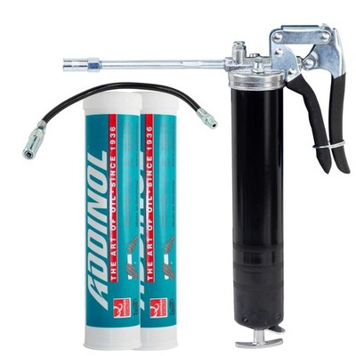 ADDINOL Hochtemperaturfett Hightemp EK 2 2 X 400 g + Fettpresse BockTec Lithium 