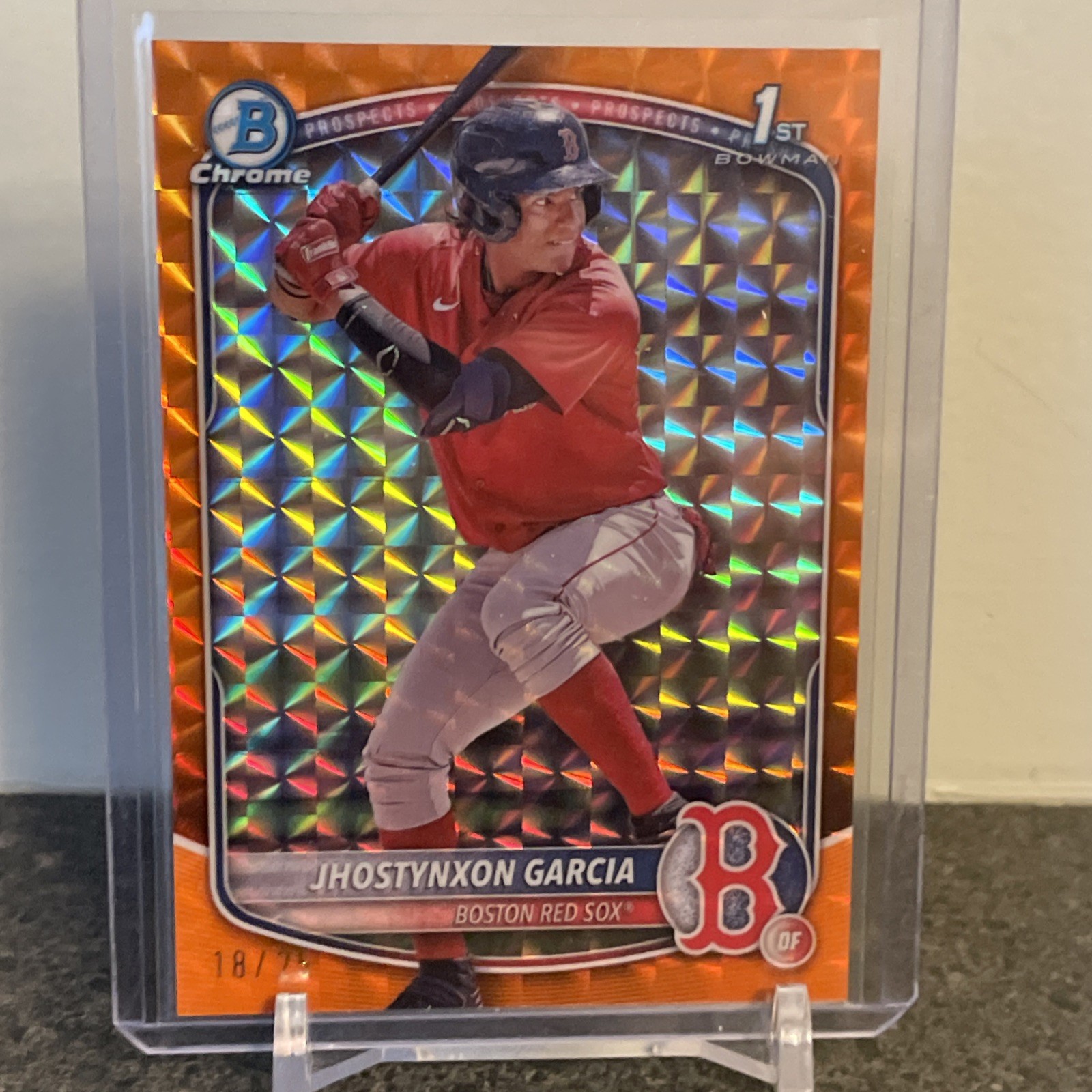 JHOSTYNXON GARCIA 2025 BOWMAN CHROME 1ST ORANGE GEOMETRIC /25