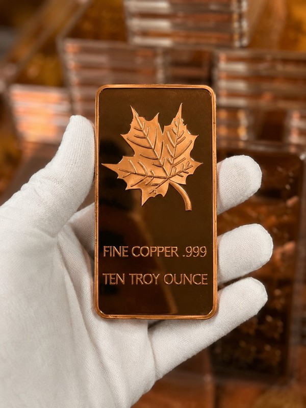 Maple Leaf Bullion Proof Bar .999 Fine Copper 10 Troy Ounce 
