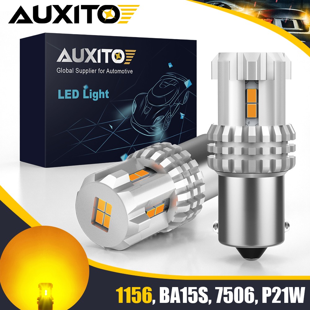 2x AUXITO 1156 P21W BA15S LED Indicator Amber Turn Signal Light Bulbs Tail Lamps