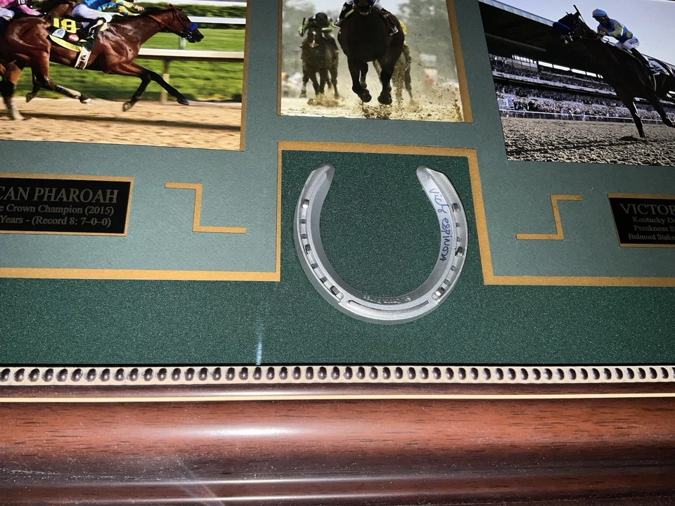 Выставка чемпионов American Pharoah Triple Crown |подписанная подкова Виктора Эспинозы - Изображение 4 из 4