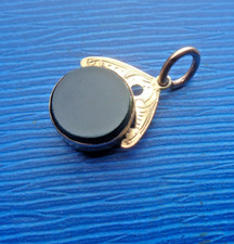 Gold Watch Fob Pendant or Large Charm 9ct c1910s Green Agate & Carnelian