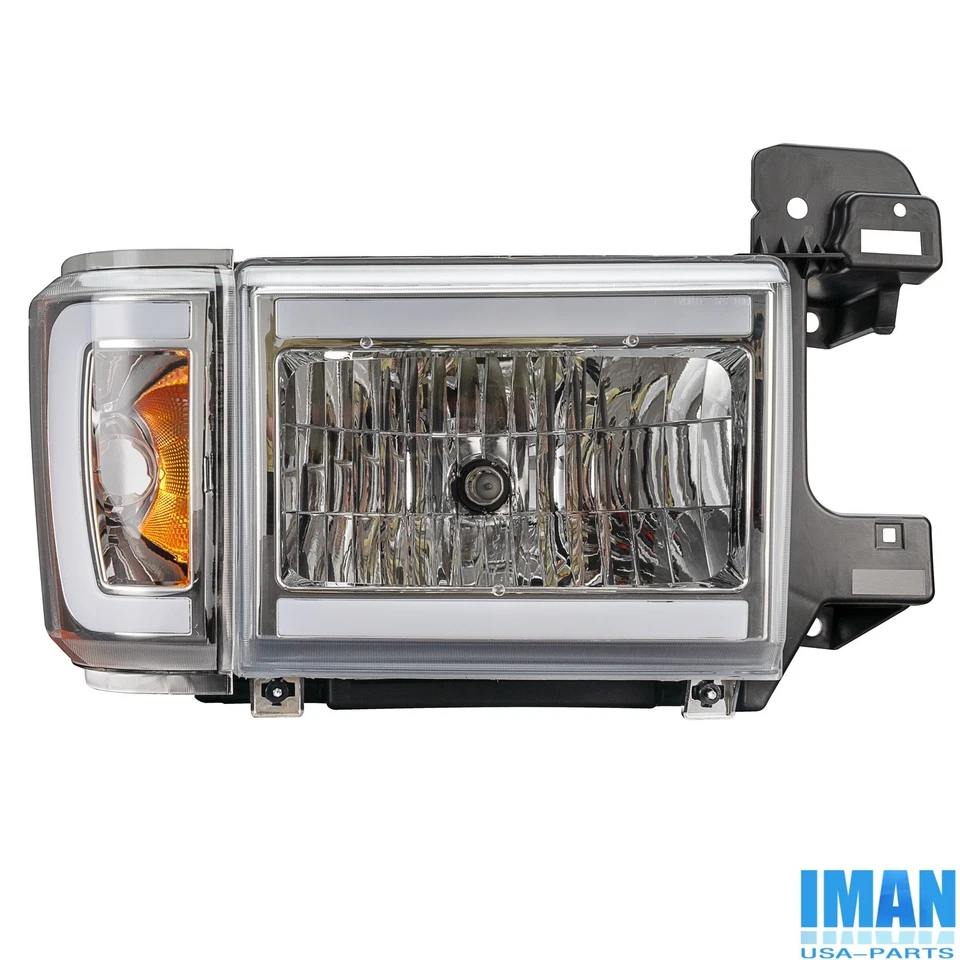 Faróis com carcaça cromada LED DRL faróis com lâmpadas para Ford F150 F250 1987-1991 - Imagem 3 de 4