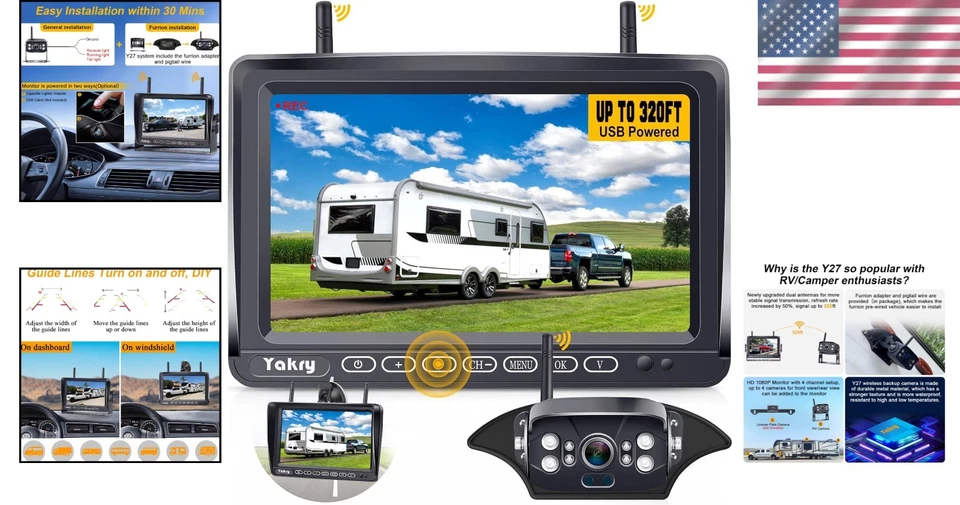 IP69K Weatherproof Wireless Backup Camera with Touchscreen & Dash Cam Functions - Image 2 of 4