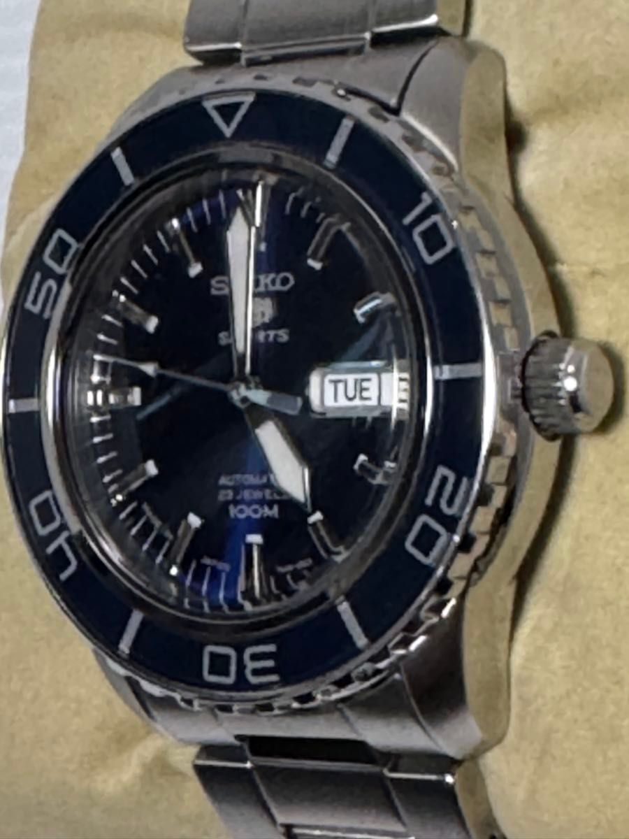 土日割引！SEIKO FIVE men's腕時計 7S36-04NO スケルトン Seiko 5 Sports 7S36-04N0 Day Date Blue Silver 23jewels