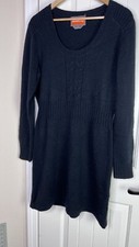 Merrell Knit Sweater Dress Womens Sz L Black Wool Mini L/S Caproni Goth Grunge