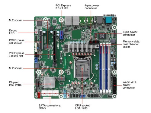 AsRock Rack W480D4U mATX Server Motherboard Intel LGA 1200 Xeon W-1200 00 W480 - Picture 2 of 4