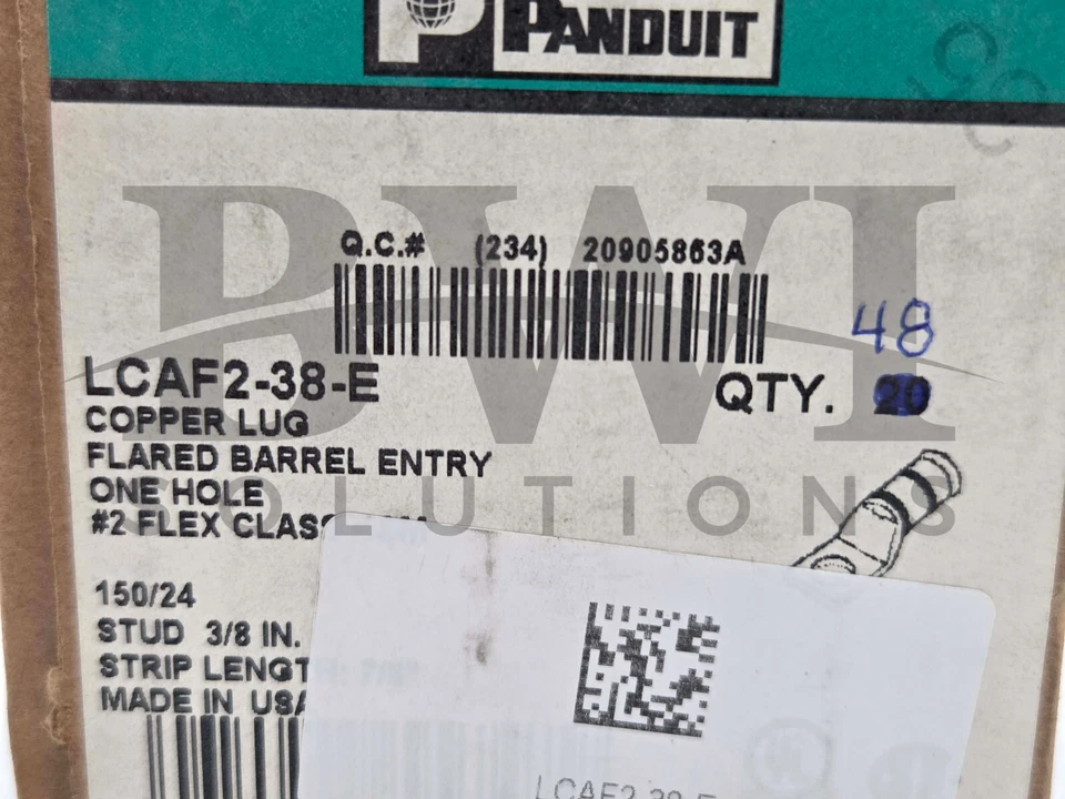 NEW Panduit LCAF2-38-E Crimp Compression Pan-Lug, M10, 2AWG LCAF238E Box of 48 - Image 2 of 4