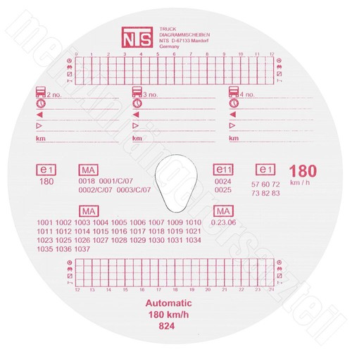 100x Tachoscheiben 180-24 180km/h Diagrammscheiben für Fahrtenschreiber 180 km/h - Bild 2 von 4