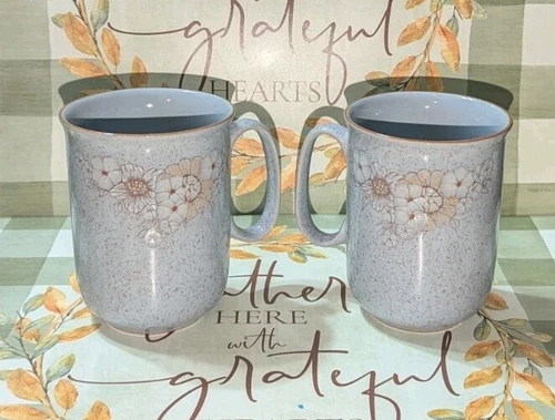 Vintage Denby Pottery Reflections Stoneware Coffee Mugs Denby-Set of 2 C28 VG