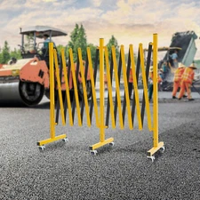 16 FT Industrial Expandable Metal Barricade Safety Barrier Gate with Casters