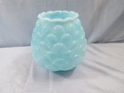 Fenton Powder Blue Overlay Cased Glass Jacqueline Pattern Vase 4 3/4" Tall