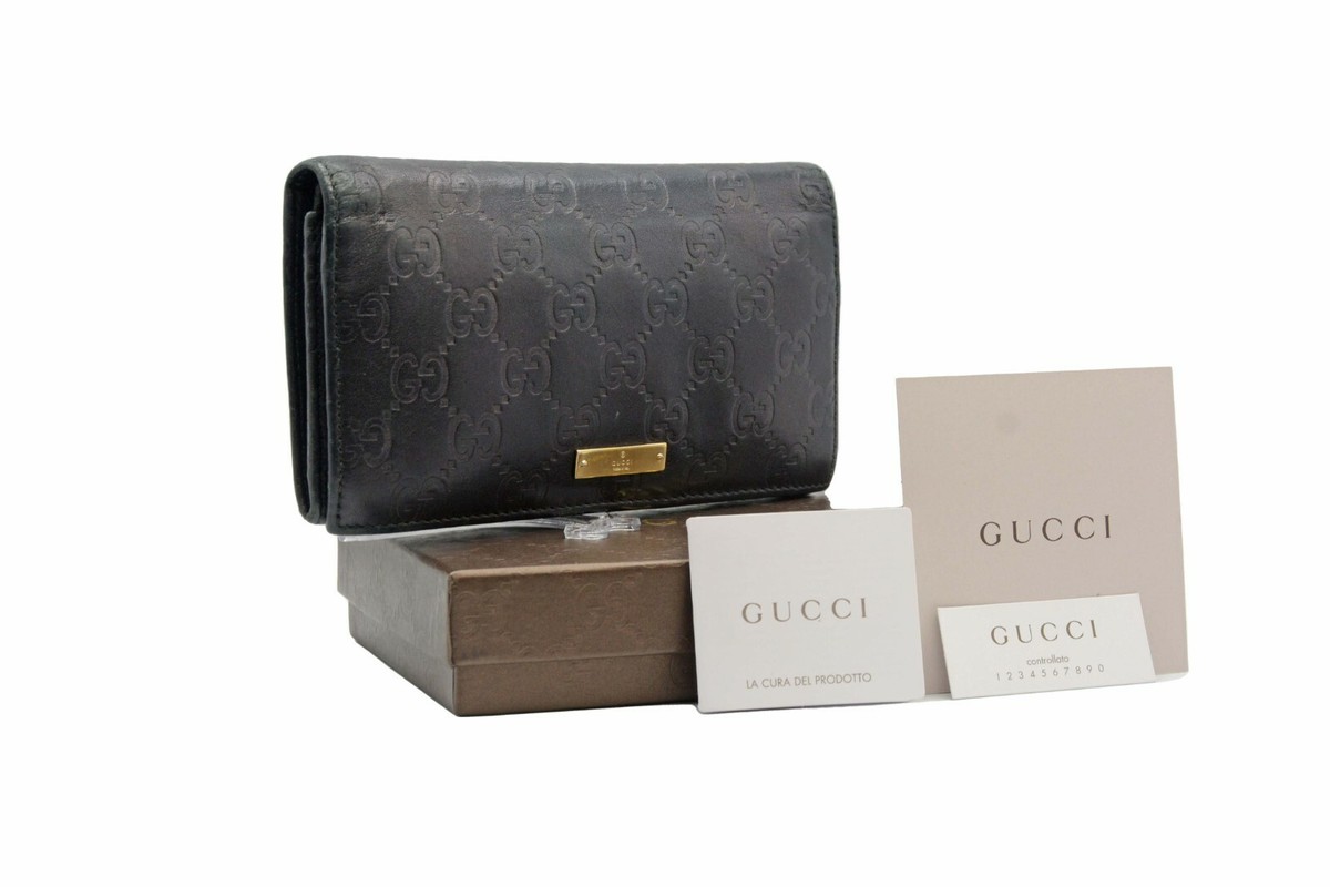 小物 GUCCI GG Pattern Leather Long Wallet GUCCI Leather Black GG Pattern Long Wallet Purse Accessories w/Box