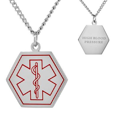 #ad HIGH BLOOD PRESSURE Stainless Steel Medical Hexagon Shape Pendant30quot; Curb Chain $18.99