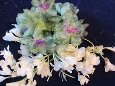 Vtg Millinery Flower Collection Ivory Green 1-2" w/Dangling Blooms German H5253