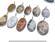 Zebra Jasper & Mix Gemstone 925 Sterling Silver Plated Bulk  Pendant Lot Jewelry