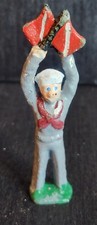 CAST IRON VINTAGE TOY SOLDIERS HTF NAVY SEMAPHORE FLAGMAN 1930s SOLID DOUGHBOYS