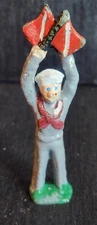 CAST IRON VINTAGE TOY SOLDIERS HTF NAVY SEMAPHORE FLAGMAN 1930s SOLID DOUGHBOYS