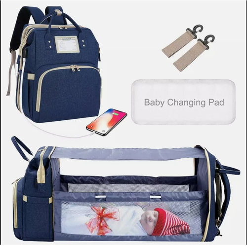 3-in-1 Baby Diaper Bag Backpack with Changing Station Portable Mommy Travel Bag - Picture 4 of 29