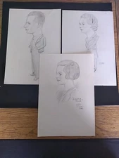 3 Fine Pencil Sketches From The 1940s