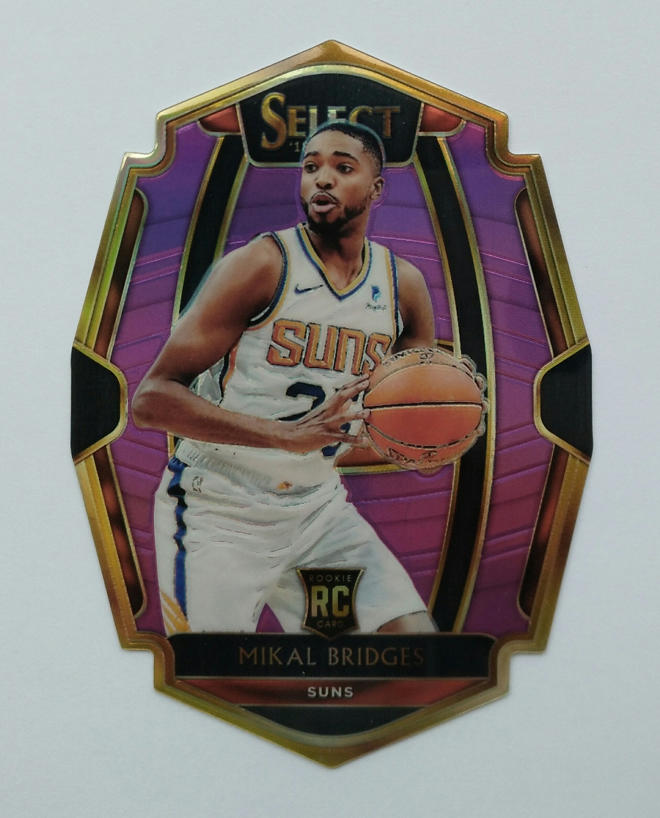 Mikal Bridges 2018-19 Select Premier Level Die Cut Shield Purple prizm RC  93/99