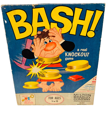 VTG 1965 BASH! A Real Knockout Game Milton Bradley Complete Board Toy USA Hammer