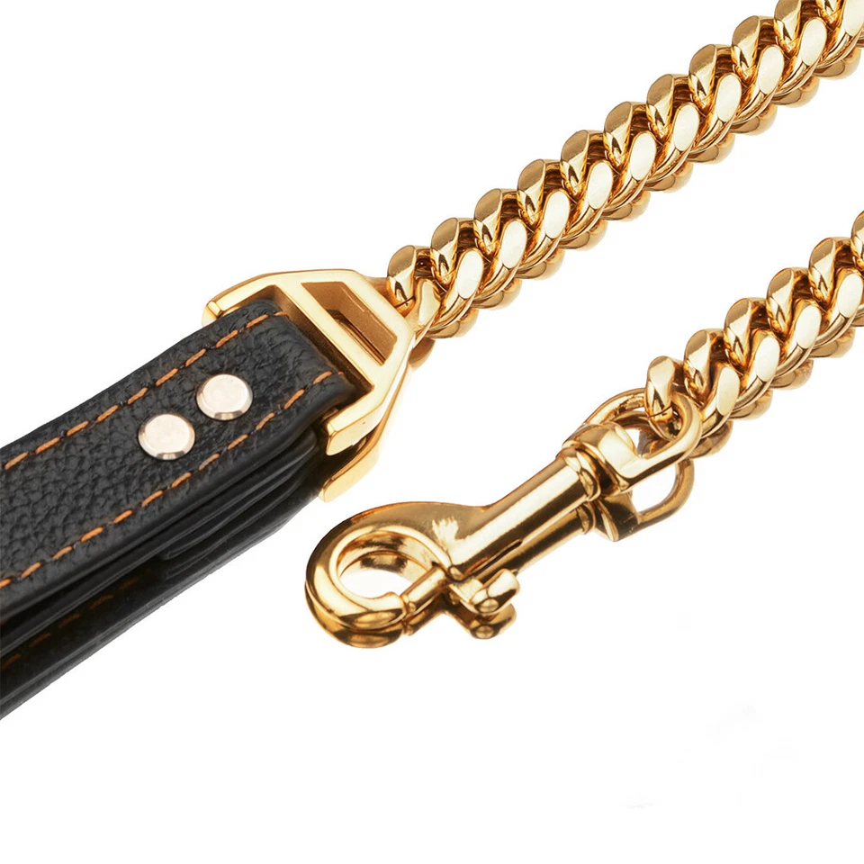 Cadena de collar de cuerda de tracción para perros para caminar mascotas correa de acero inoxidable enlace de cable Foto 3 de 4