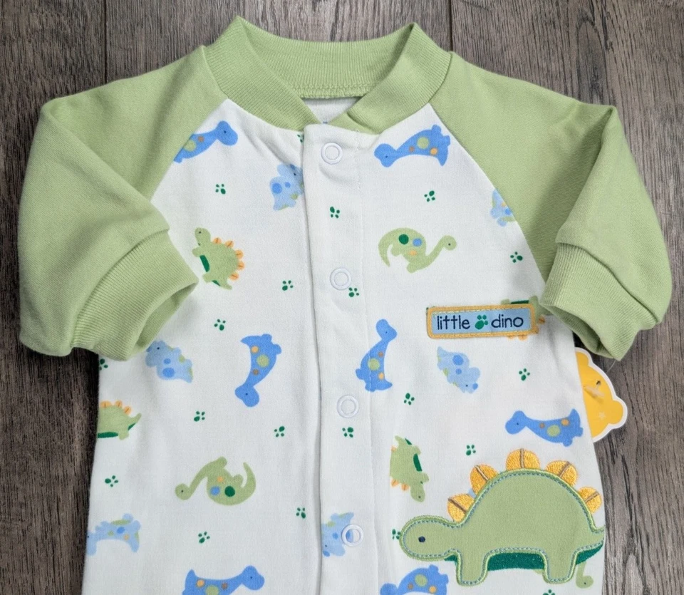 Ropa de bebé niño nuevo niño Mine Carter's prematuro verde dinosaurio con patas conjunto Foto 2 de 3