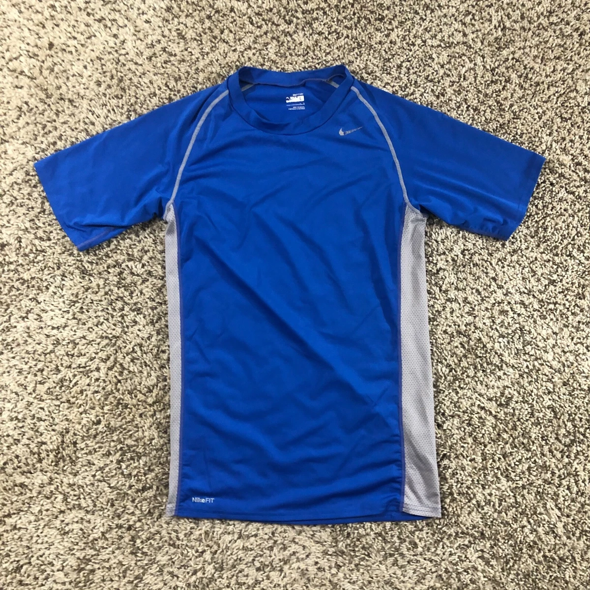 Nike Youth Sz L Blue Compression Shirt S/S Workout Baseball Boys eBay