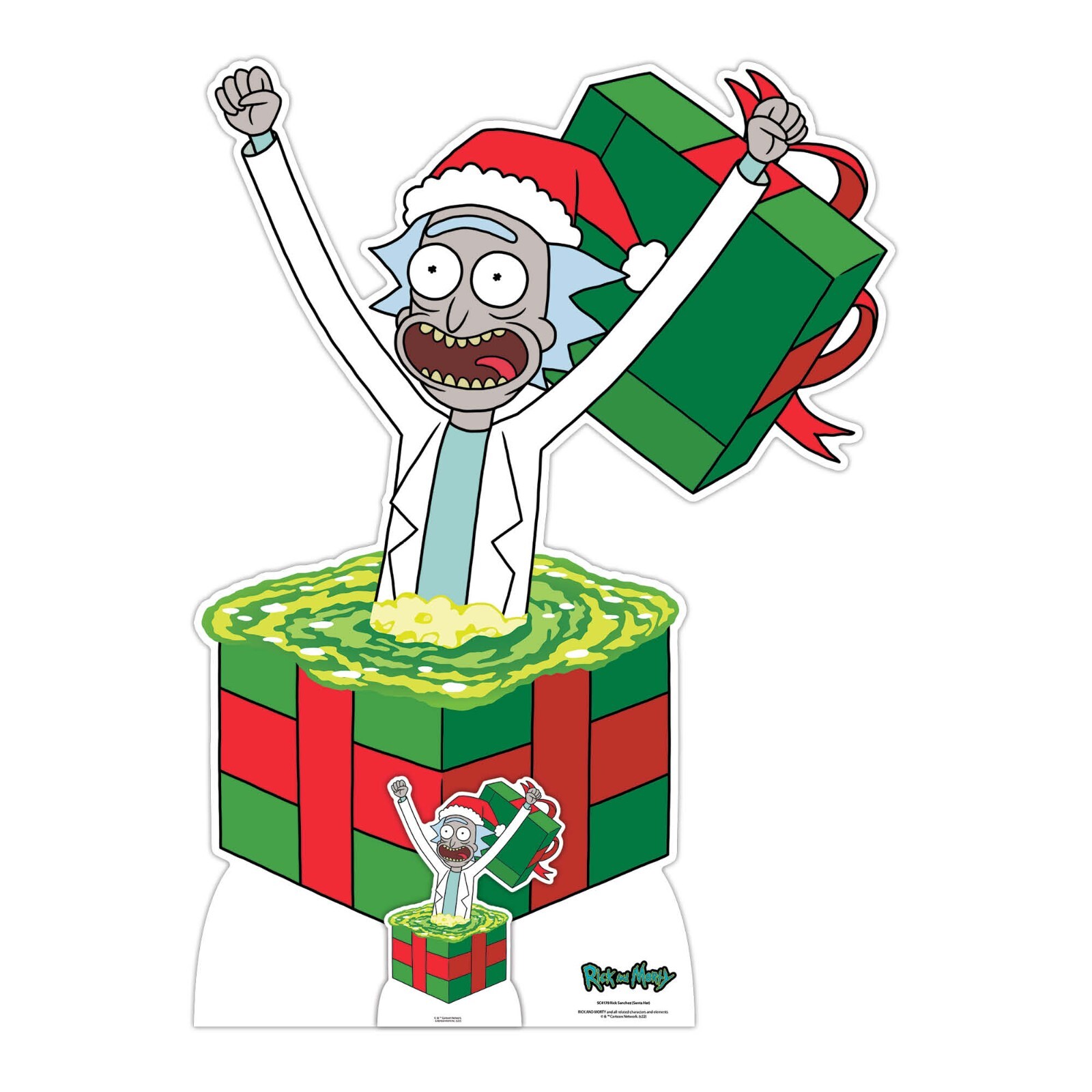 Rick Christmas Surprise Cardboard Cutout from Rick and Morty with FREE Mini